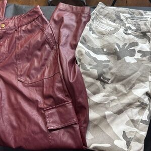 Pants bundle! Camo boyfriend jeans from SHEIN and maroon pleather cargo